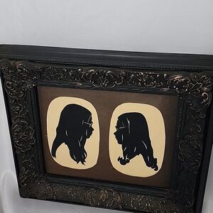 Vintage 70's Silhouettes In Vintage Ornate Black Frame With Brushed Brass Tone